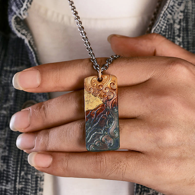 WorldNorse Valhalla Cloud Waves Inlay Necklace