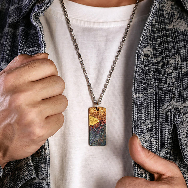 WorldNorse Valhalla Cloud Waves Inlay Necklace