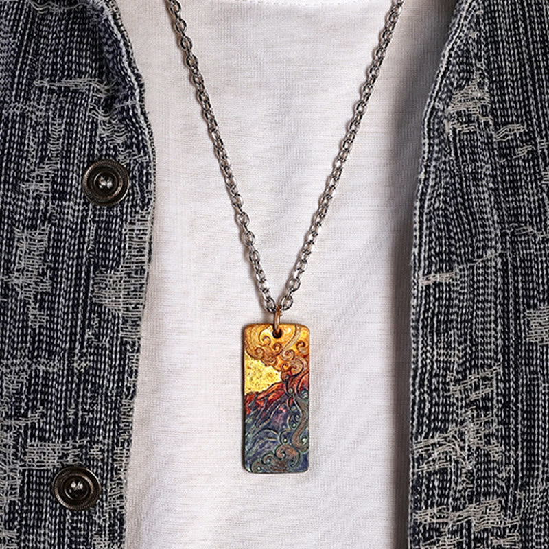 WorldNorse Valhalla Cloud Waves Inlay Necklace