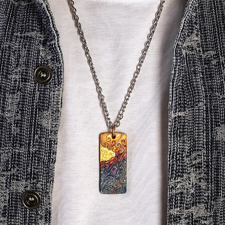 WorldNorse Valhalla Cloud Waves Inlay Necklace