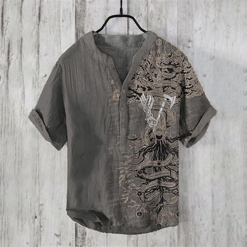WorldNorse Tree of Life Viking Axe Casual Shirt - US/UK/AU50，EU60 (5XL) - image 1