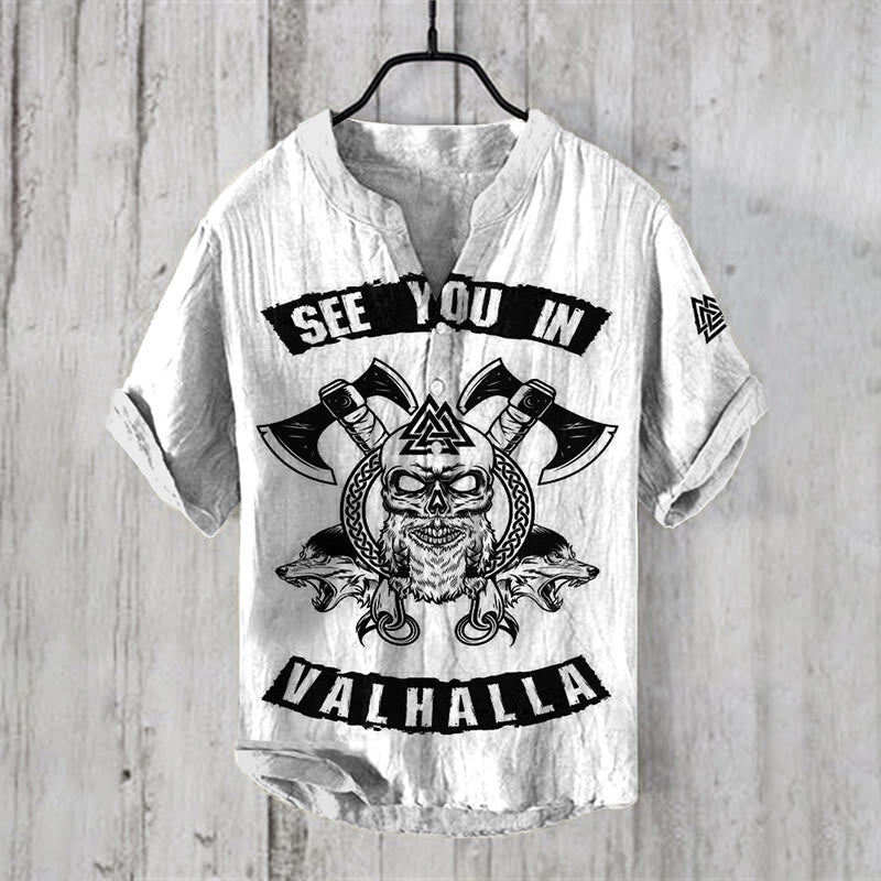 WorldNorse See You Valhalla Skull Casual Shirt - White - US/UK/AU50，EU60 (5XL) - image 1