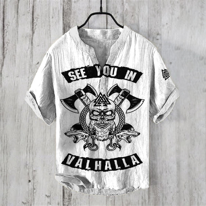 WorldNorse See You Valhalla Skull Casual Shirt - White - US/UK/AU50，EU60 (5XL) - image 1