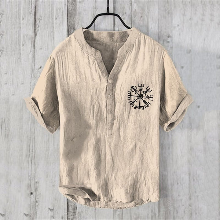 WorldNorse Vegvisir Henry Collar Casual Shirt - US/UK/AU50，EU60 (5XL) - image 1