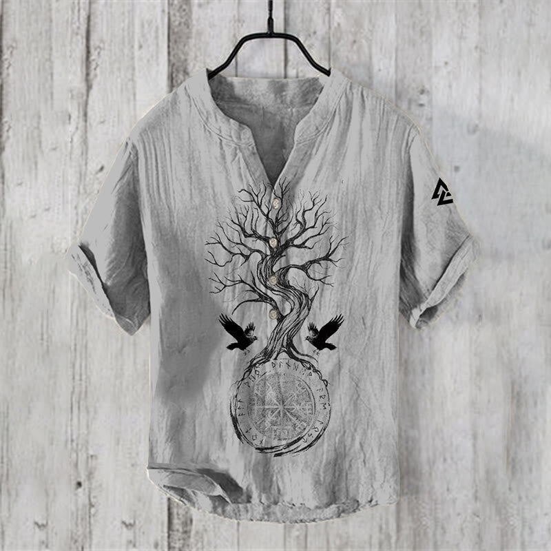 WorldNorse Yggdrasil Valknut Vegvisir Raven Casual Shirt - US/UK/AU50，EU60 (5XL) - image 0