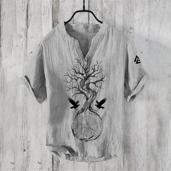 WorldNorse Yggdrasil Valknut Vegvisir Raven Casual Shirt - US/UK/AU50，EU60 (5XL) - image 0