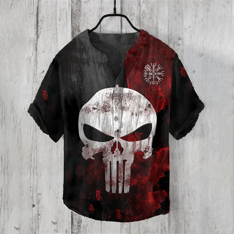 WorldNorse Blood Stained Aura Skull Casual Shirt - US/UK/AU50，EU60 (5XL) - image 1