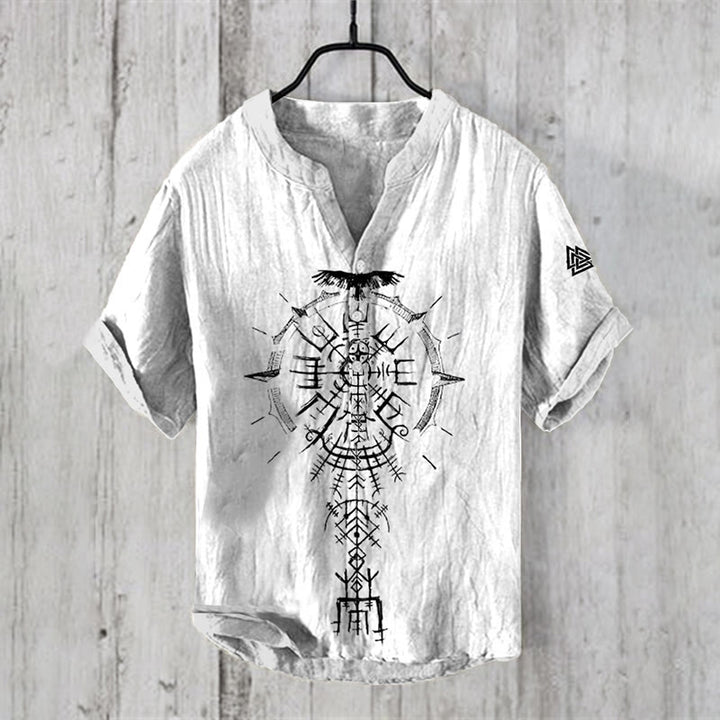 WorldNorse Raven Vegvisir Symbol Valknut Casual Shirt - US/UK/AU50，EU60 (5XL) - image 1