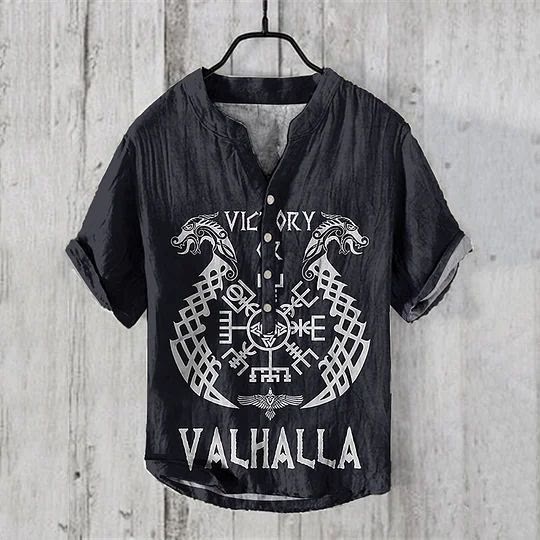 WorldNorse Victory Valhalla Norse Dragon Casual Shirt - Dark Blue - US/UK/AU50，EU60 (5XL) - image 2