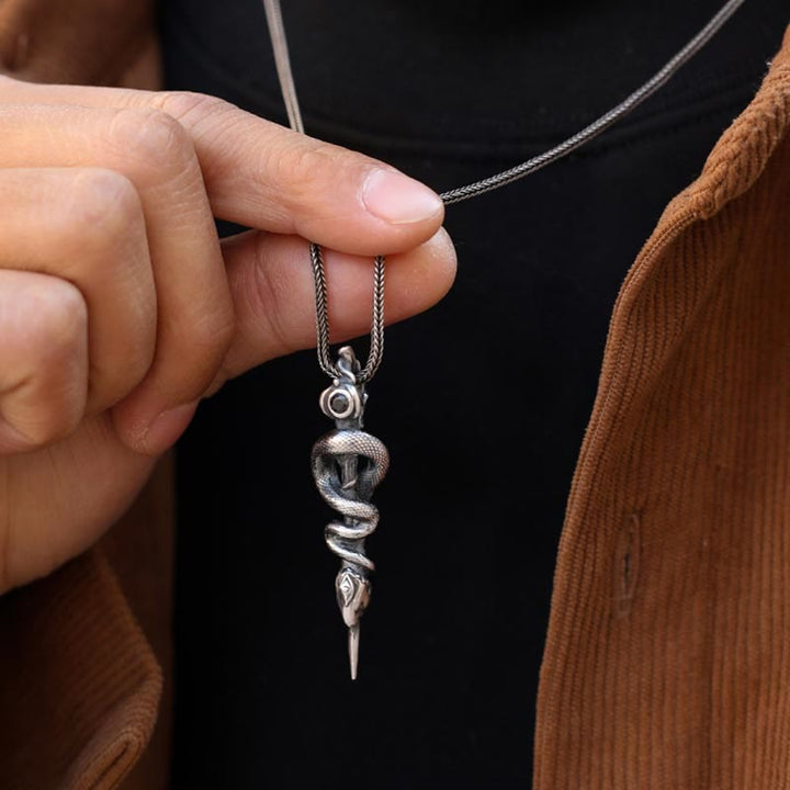 WorldNorse Handcrafted 999 Silver Snake Staff Necklace - image 2