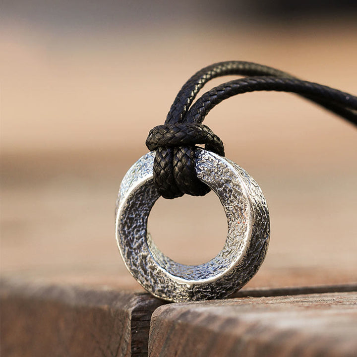 WorldNorse 925 Sterling Silver Mobius Strip Necklace - 55cm Black Wax Rope - image 0