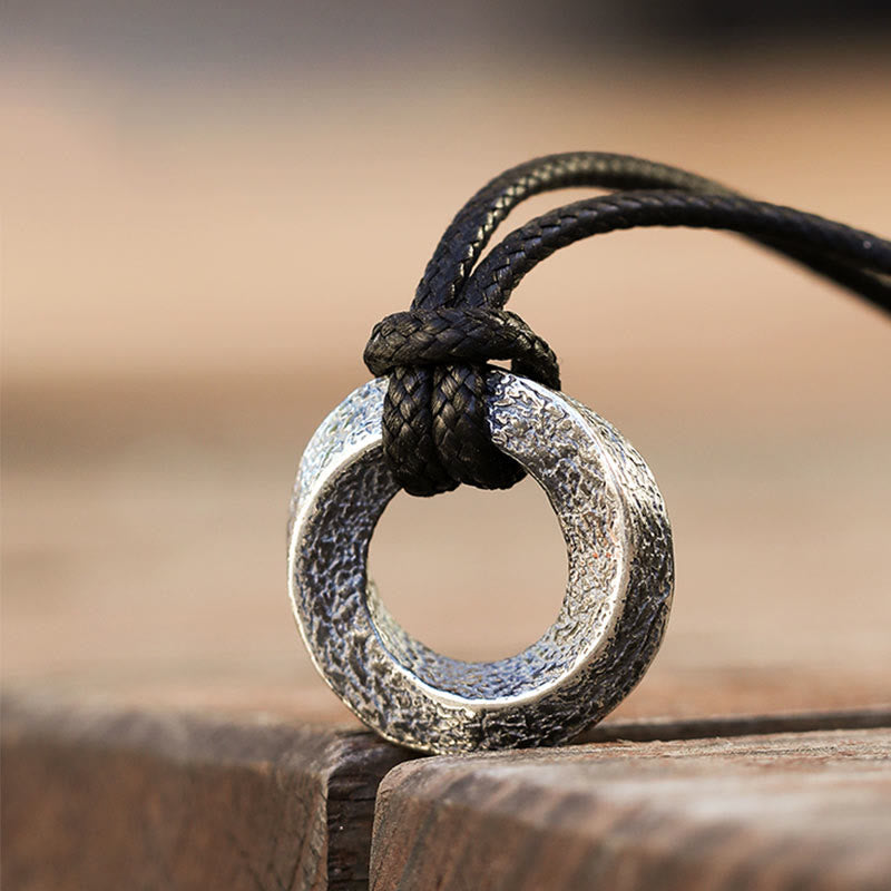 WorldNorse 925 Sterling Silver Mobius Strip Necklace - 55cm Black Wax Rope - image 0