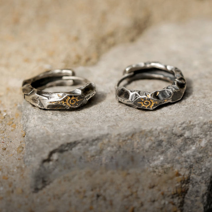 WorldNorse 925 Sterling Silver Wish Emblem Hammered Earrings - Retro Silver - image 1