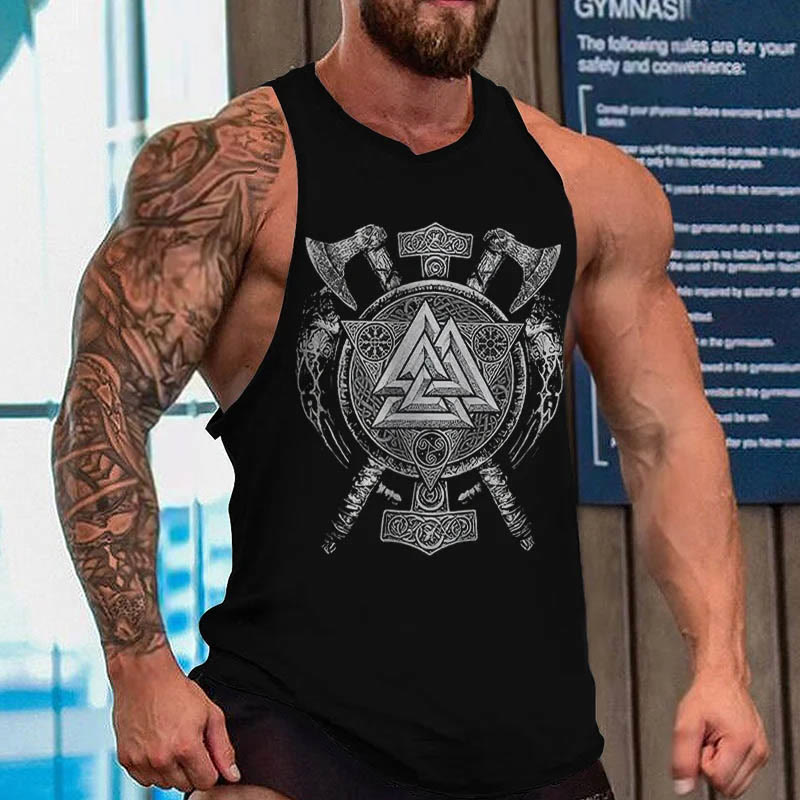 WorldNorse Valknut Viking Axe Mjolnir Celtic Knot Vest - US/UK/AU52，EU62 (6XL) - image 0