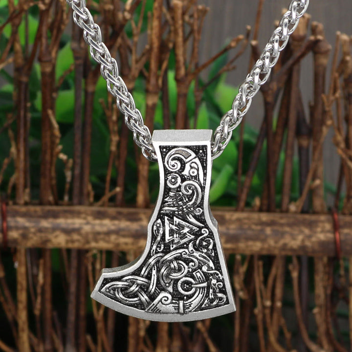 WorldNorse Odin's Valknut Viking Axe Necklace - Viking Axe - image 0