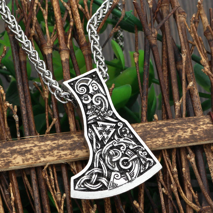 WorldNorse Odin's Valknut Viking Axe Necklace - image 1