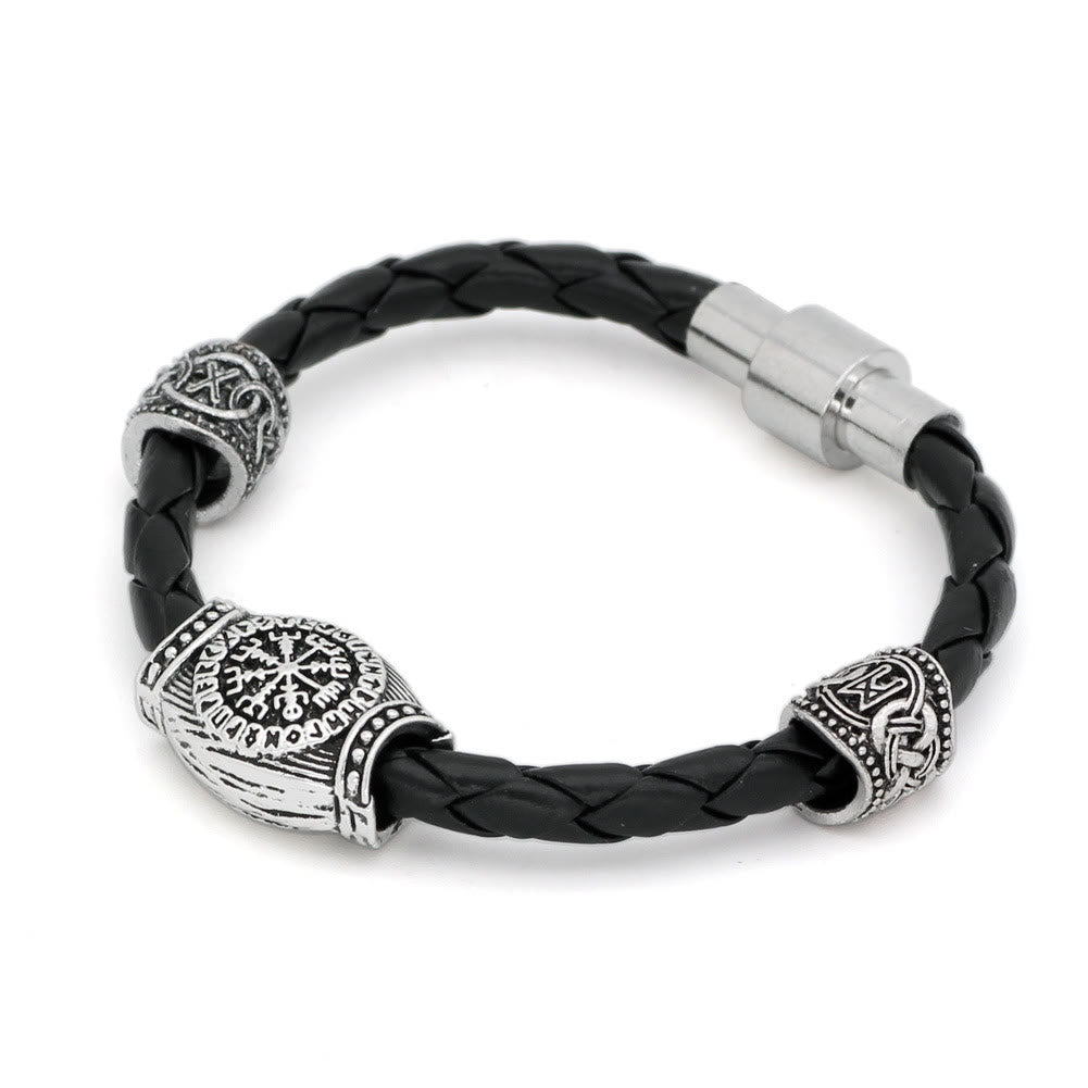 WorldNorse  Rune Beaded Leather Wrap Bracelet