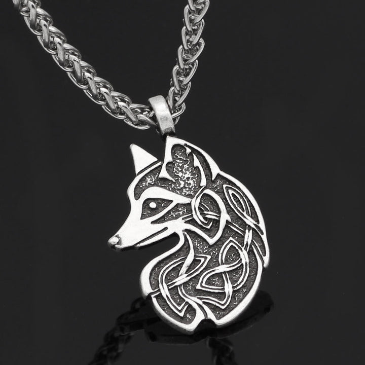 WorldNorse Celtic Wolf Head Statement Necklace
