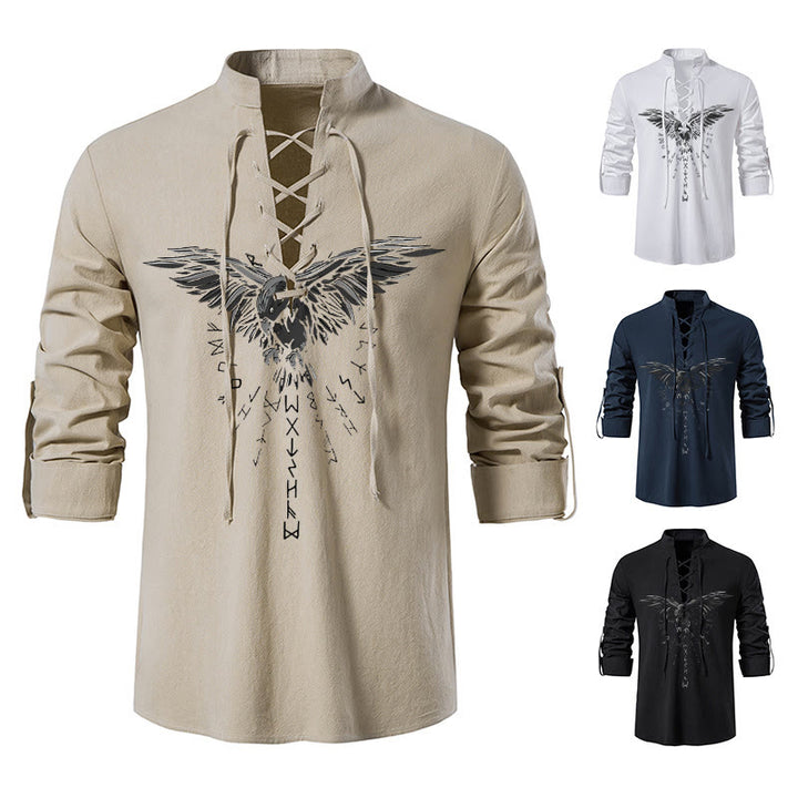 WorldNorse Runes Raven Eagle Graphic Costume Shirt