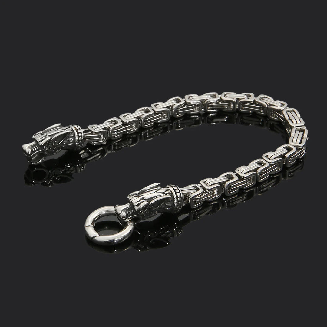 WorldNorse Silver Twin Dragon Head Link Bracelet - image 4