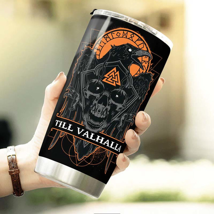 WorldNorse Till Valhalla Raven Viking Vegvisir Tumbler