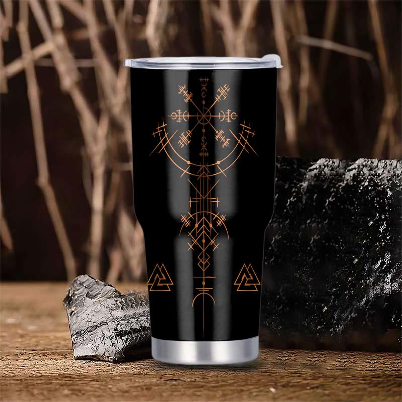 WorldNorse Till Valhalla Raven Viking Vegvisir Tumbler