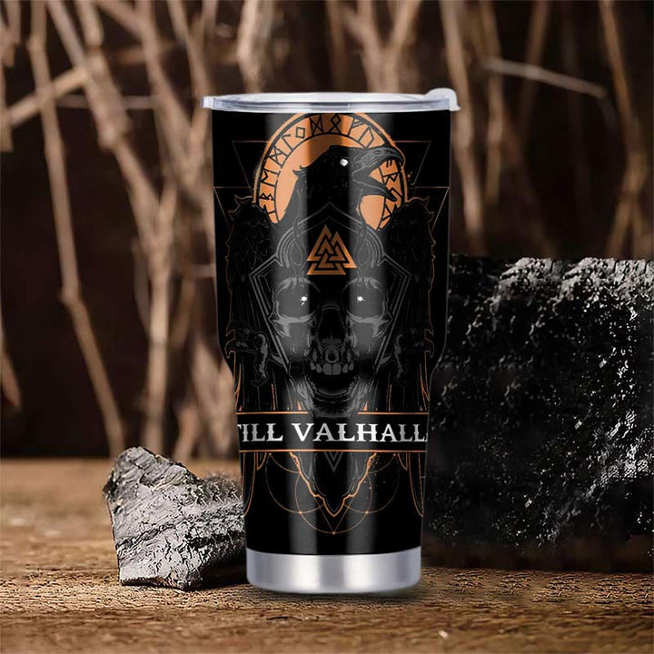 WorldNorse Till Valhalla Raven Viking Vegvisir Tumbler