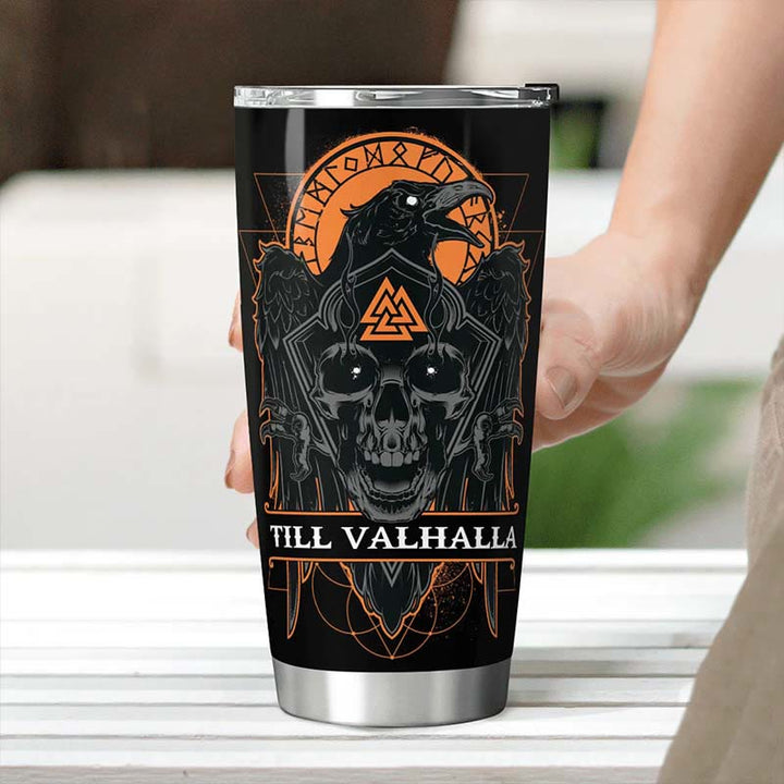 WorldNorse Till Valhalla Raven Viking Vegvisir Tumbler