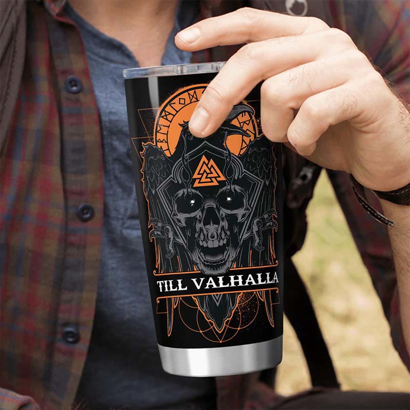 WorldNorse Till Valhalla Raven Viking Vegvisir Tumbler