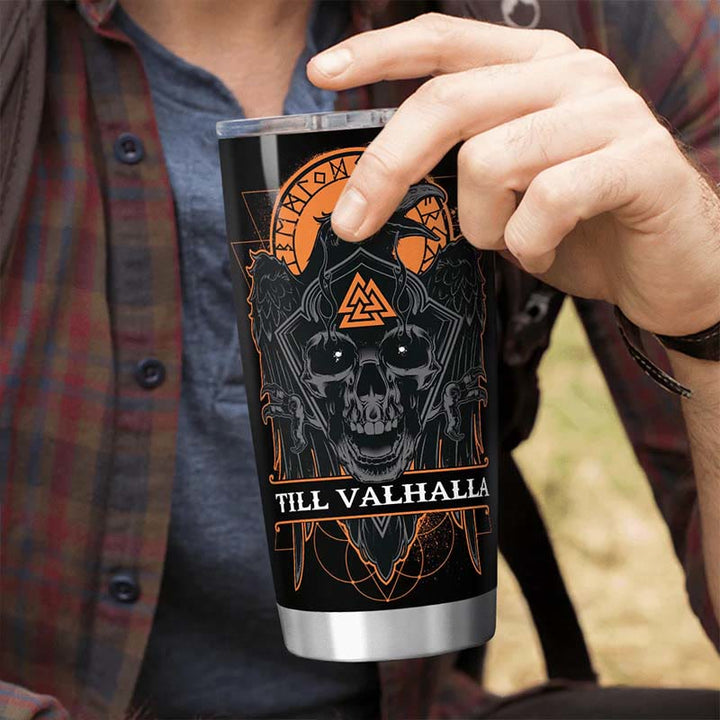WorldNorse Till Valhalla Raven Viking Vegvisir Tumbler