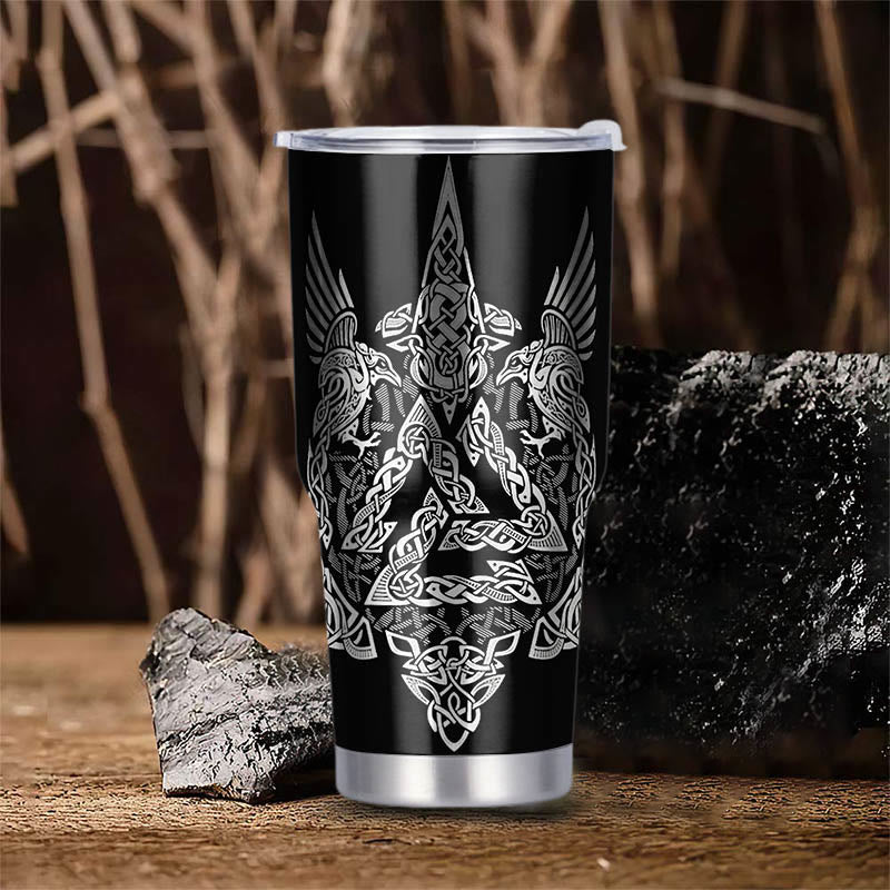 WorldNorse Wolf Hammer Raven Valknut Viking Tumbler