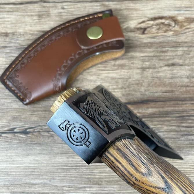 WorldNorse Etched Norse Symbols Handmade Viking Battle Axe