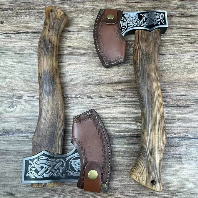 WorldNorse Etched Norse Symbols Handmade Viking Battle Axe