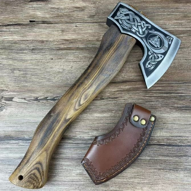 WorldNorse Etched Norse Symbols Handmade Viking Battle Axe