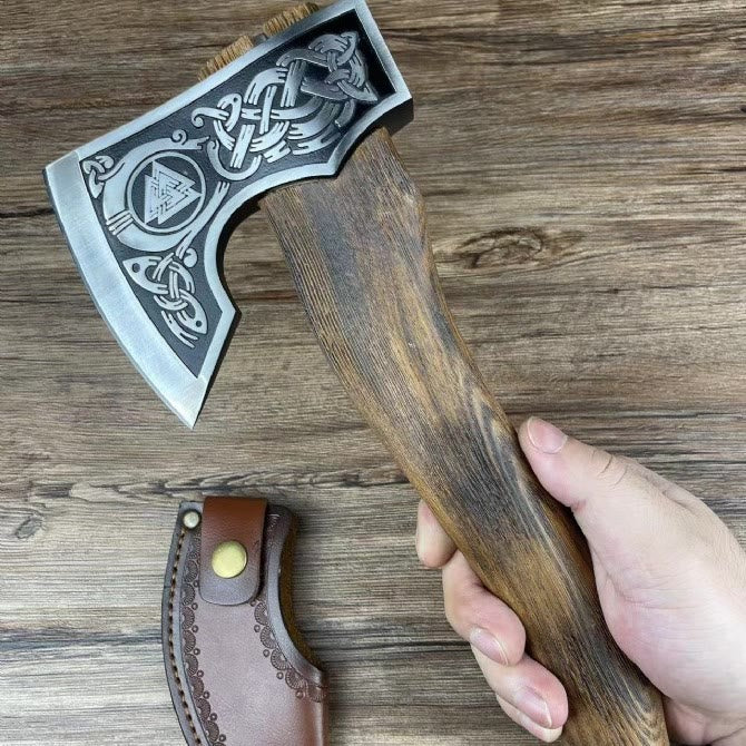 WorldNorse Etched Norse Symbols Handmade Viking Battle Axe