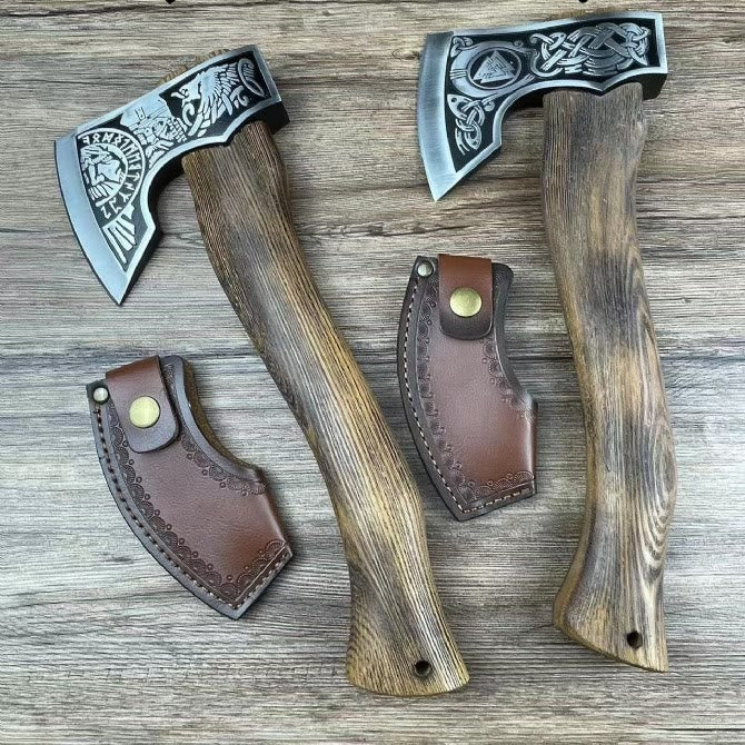 WorldNorse Etched Norse Symbols Handmade Viking Battle Axe