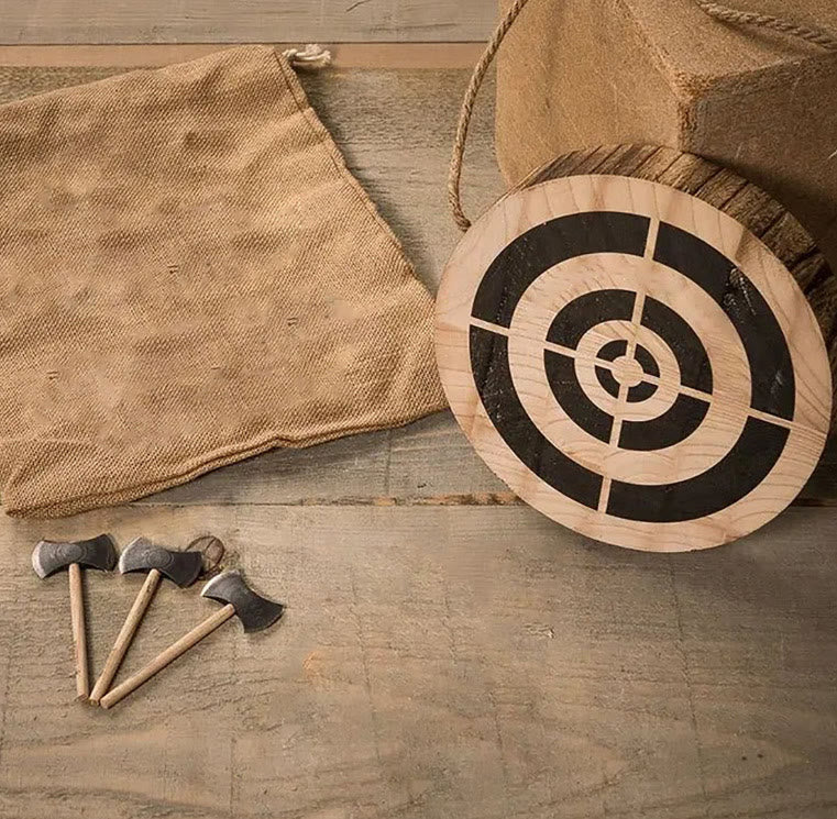 WorldNorse Small Viking Axe Game Decorations - Three small axes + Sheet pile + A hemp rope - image 0
