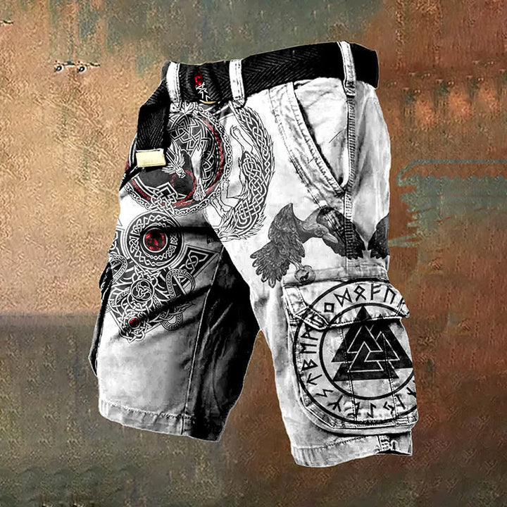Worldnorse  Valknut Rune Raven Cargo Shorts