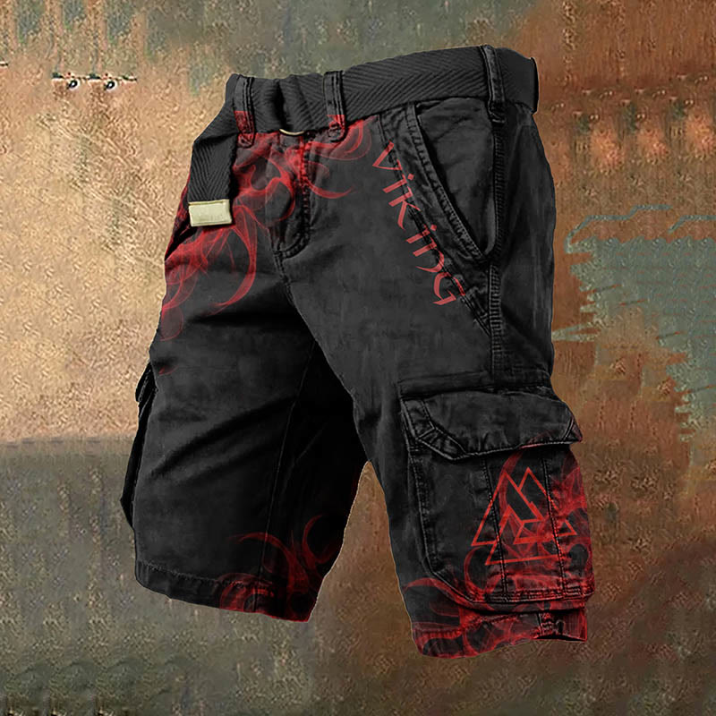 WorldNorse Viking Valknut Black Cargo Shorts - US/UK/AU50，EU60 (5XL) - image 0