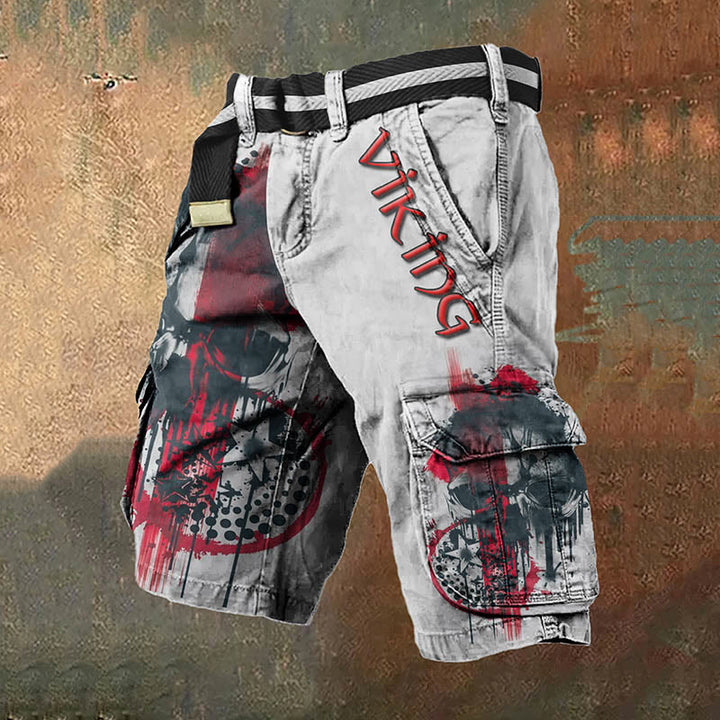 WorldNorse Viking Raven Skull Head Cargo Shorts - US/UK/AU50，EU60 (5XL) - image 0