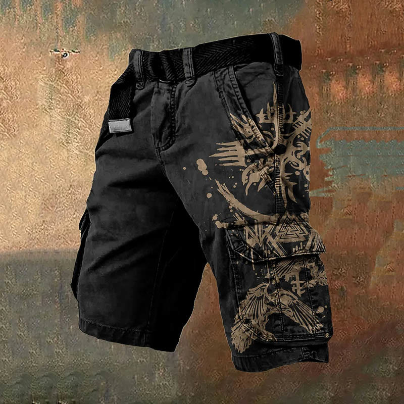 WorldNorse Raven Valknut Vintage Cargo Shorts - Gold - US/UK/AU50，EU60 (5XL) - image 2