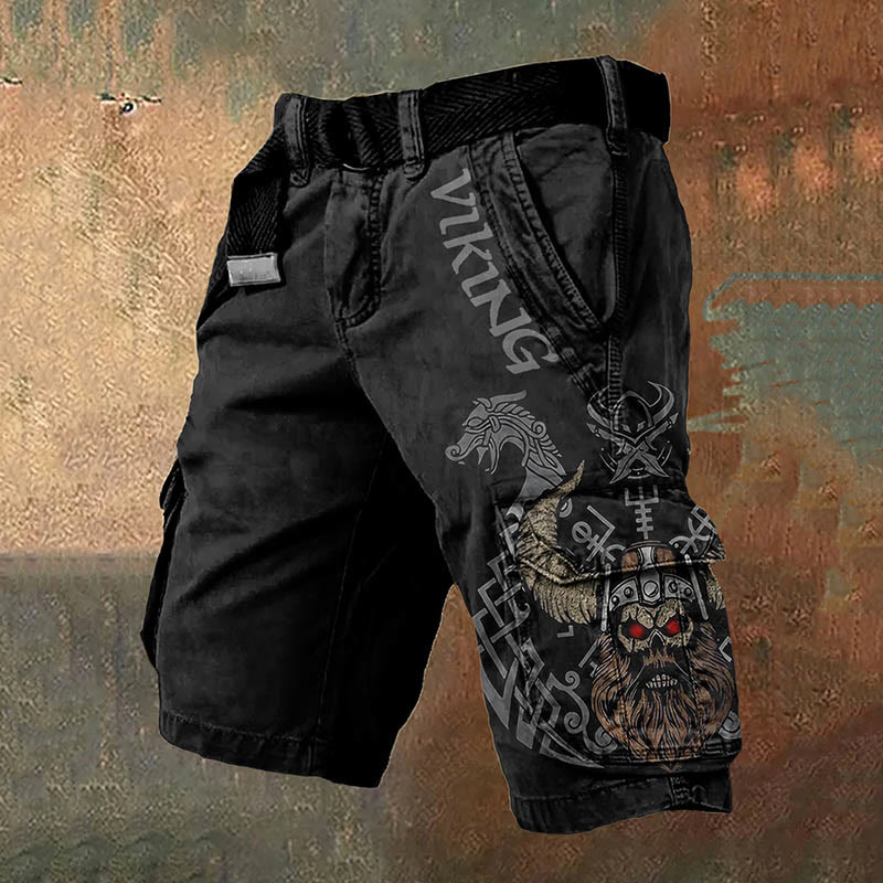 WorldNorse Viking Vegvisir Skeleton Warrior Cargo Shorts - US/UK/AU50，EU60 (5XL) - image 1