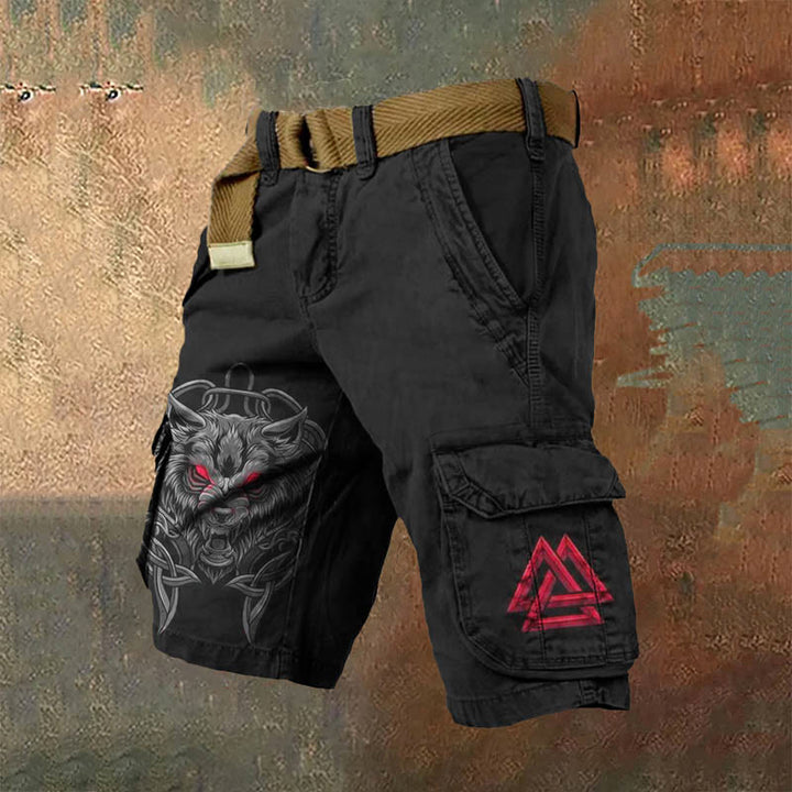 WorldNorse Viking Valknut Wolves Cargo Shorts - US/UK/AU50，EU60 (5XL) - image 1