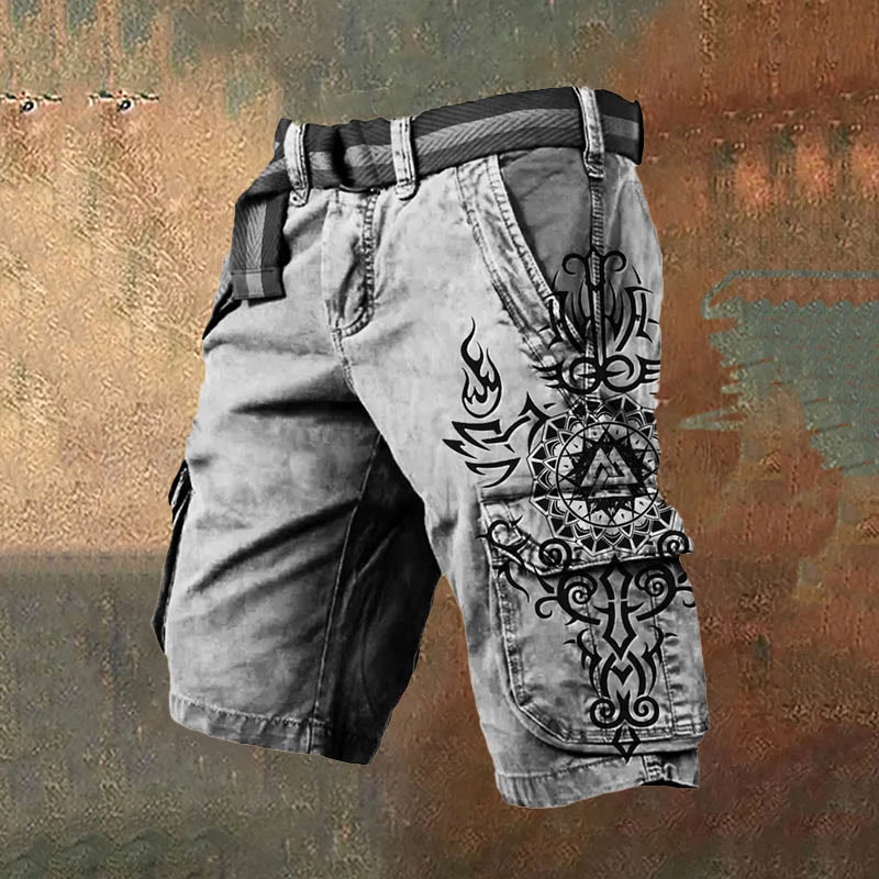 WorldNorse Viking Wolves Celtic Knot Cargo Shorts - Black - US/UK/AU50，EU60 (5XL) - image 2