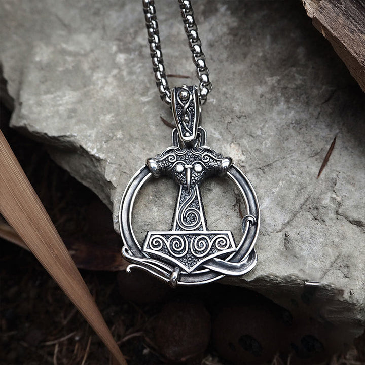 WorldNorse 925 Sterling Silver Mjolnir Huginn and Muninn Necklace - image 10