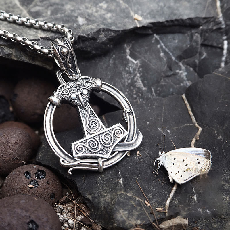 WorldNorse 925 Sterling Silver Mjolnir Huginn and Muninn Necklace - image 11