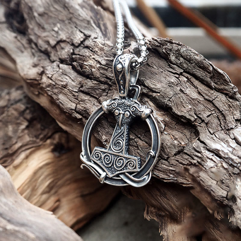 WorldNorse 925 Sterling Silver Mjolnir Huginn and Muninn Necklace - image 12