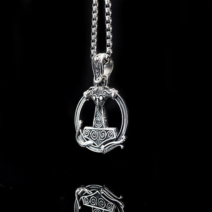 WorldNorse 925 Sterling Silver Mjolnir Huginn and Muninn Necklace - image 14