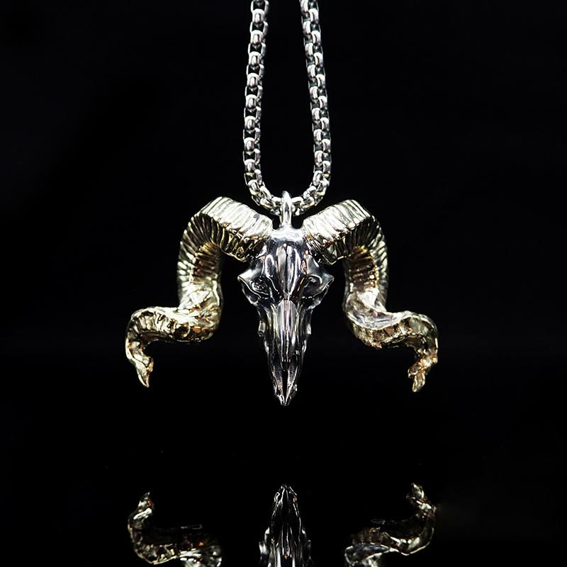 WorldNorse 925 Sterling Silver Sheep Head Necklace - Necklace - image 0