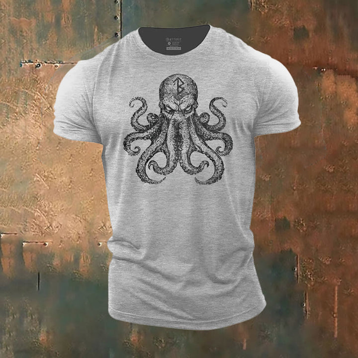 WorldNorse Mystic Rune and Octopus Print T-Shirt